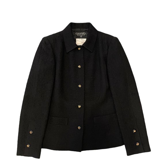CHANEL 100% Black Wool Vintage Two-Piece Suit - RARE - Picture 1 of 11